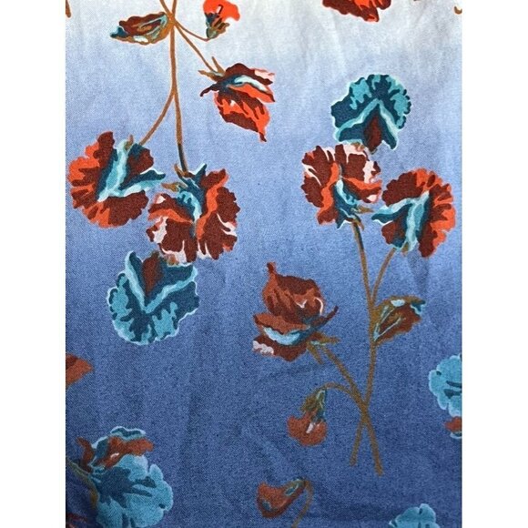 Lands End Top Women XL Blue Floral Summer Feminine Retro Tropical Ombre 80s - Picture 6 of 12